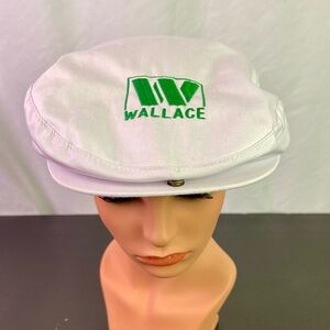 Vintage White Newsies Golf Cap with Green Wallace Logo SnapBack